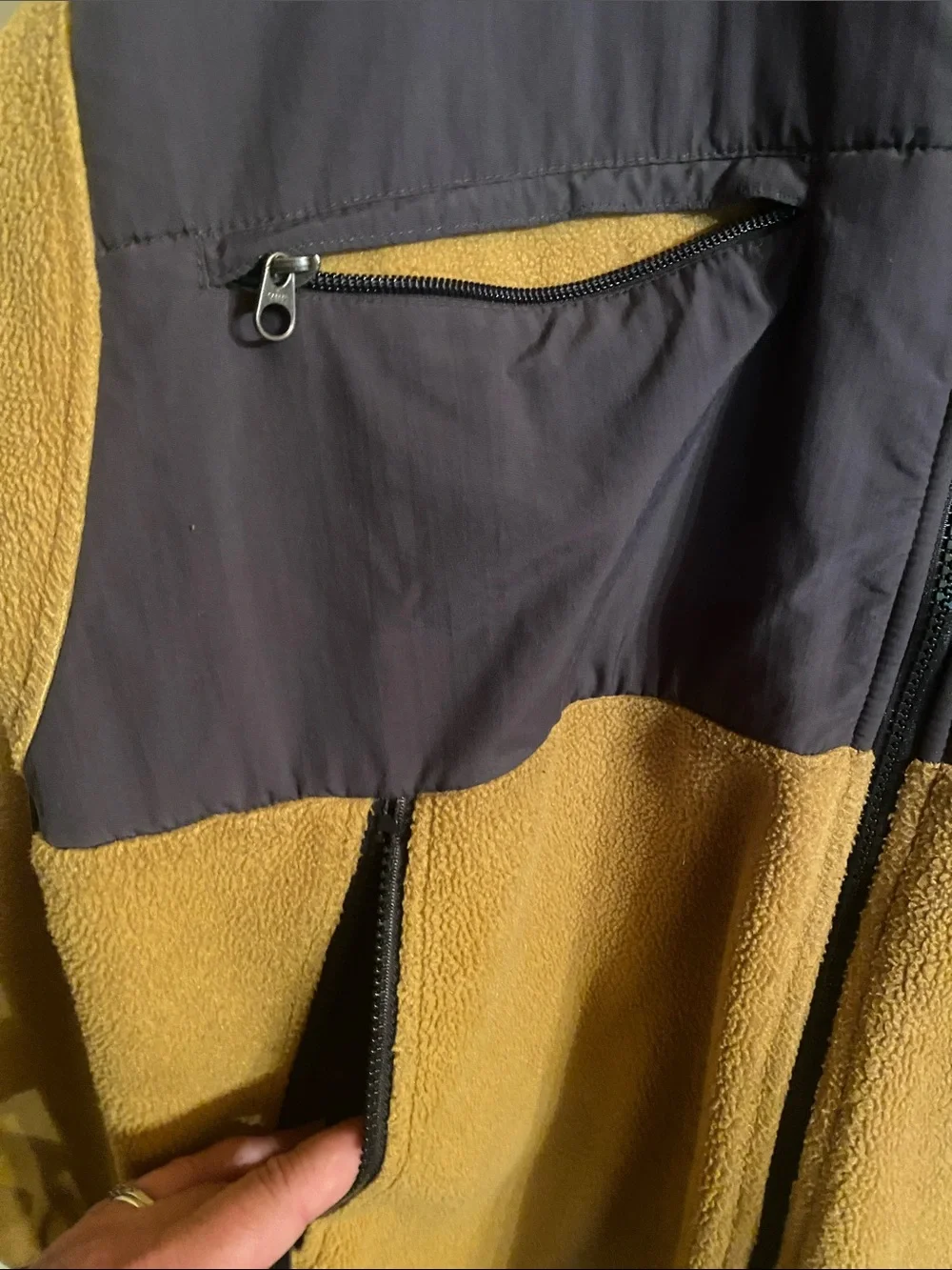 The North Face Mustard Yellow and Dark Gray Fleece Jacket